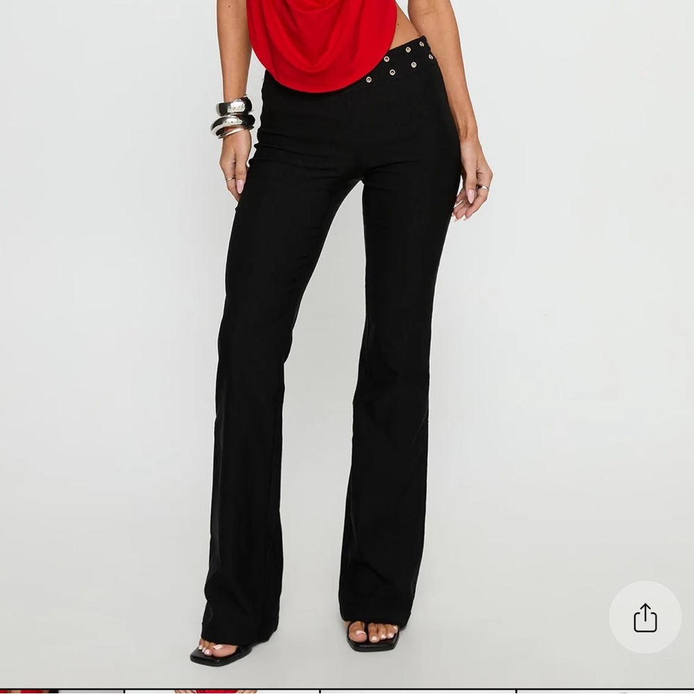 Princess Polly Yevina Eyelet Flare Pant Black